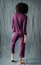 Mulberry maternity pyjama set from Hawkins and Human, made in sustainable bamboo